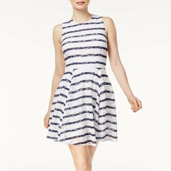 Maison Jules Stripe Lace Fit & Flare Dress - Picture 2 of 4